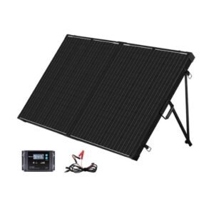 Maleta com Painel Solar Portátil de 200 W e Controlador PWM de 20 A.